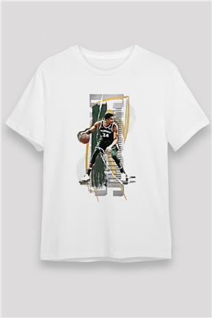 Giannis Antetokounpma Baskılı Unisex Beyaz Tişört - Tshirt