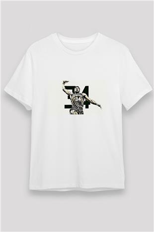 Giannis Antetokounpma Baskılı Unisex Beyaz Tişört - Tshirt