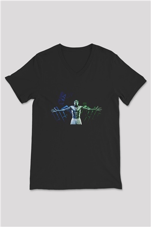 Giannis Antetokounpma Baskılı Unisex Siyah V Yaka Tişört - Tshirt