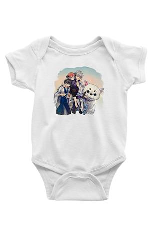 Gintama Baskılı Beyaz Unisex Bebek Body - Zıbın