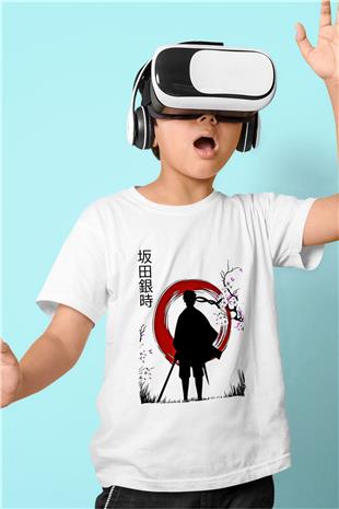 Gintama Baskılı Beyaz Unisex Beyaz Çocuk Tişört - Tshirt