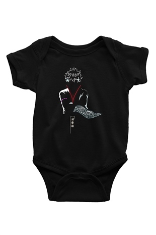 Gintama Baskılı Unisex Siyah Bebek Body - Zıbın