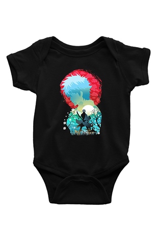 Gintama Baskılı Unisex Siyah Bebek Body - Zıbın