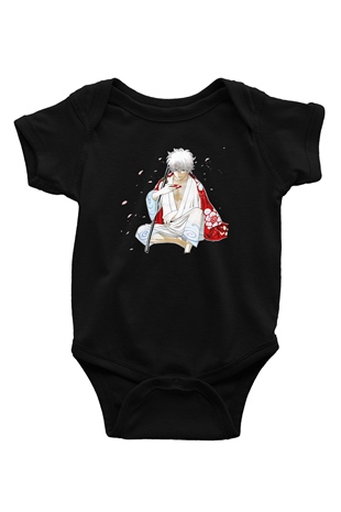 Gintama Baskılı Unisex Siyah Bebek Body - Zıbın