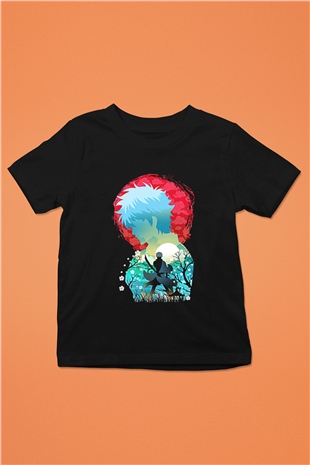 Gintama Baskılı Unisex Siyah Çocuk Tişört - Tshirt