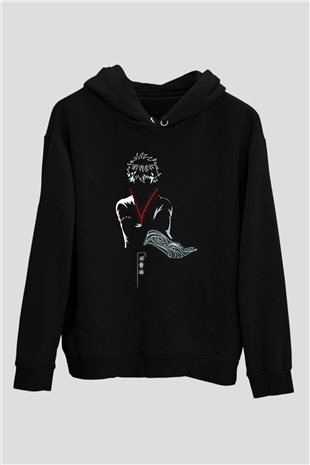 Gintama Baskılı Unisex Siyah Hoodie