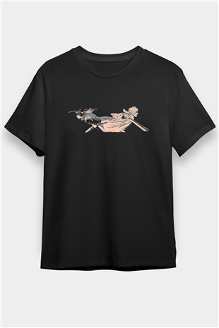 Gintama Baskılı Unisex Siyah Tişört - Tshirt