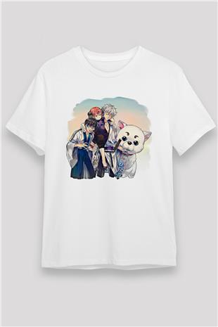 Gintama Unisex Baskılı Beyaz Tişört - Tshirt