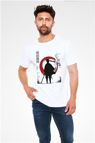 Gintama Unisex Baskılı Beyaz Tişört - Tshirt