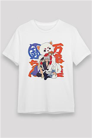 Gintama Unisex Baskılı Beyaz Tişört - Tshirt