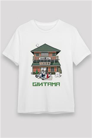 Gintama Unisex Baskılı Beyaz Tişört - Tshirt