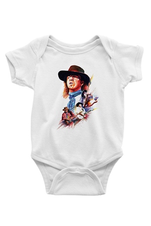 Gitarist Baskılı Beyaz Unisex Bebek Body - Zıbın