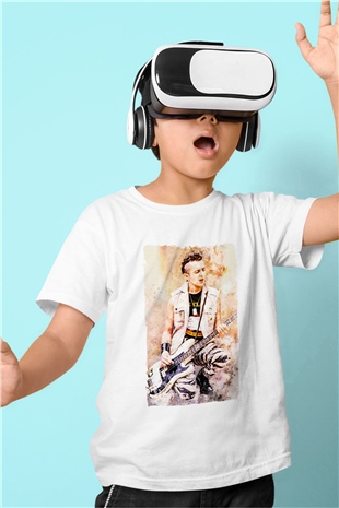 Gitarist Beyaz Unisex Çocuk Tişört