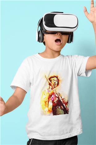 Gitarist Beyaz Unisex Çocuk Tişört