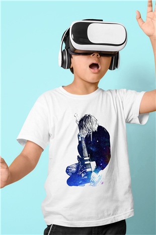 Gitarist Beyaz Unisex Çocuk Tişört