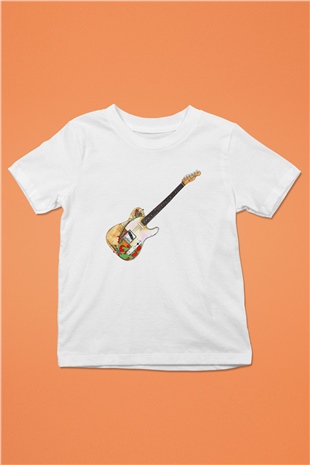 Gitarist Beyaz Unisex Çocuk Tişört