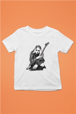 Gitarist Beyaz Unisex Çocuk Tişört