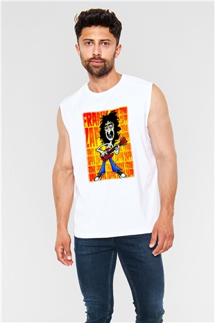 Gitarist Beyaz Unisex Kolsuz Tişört