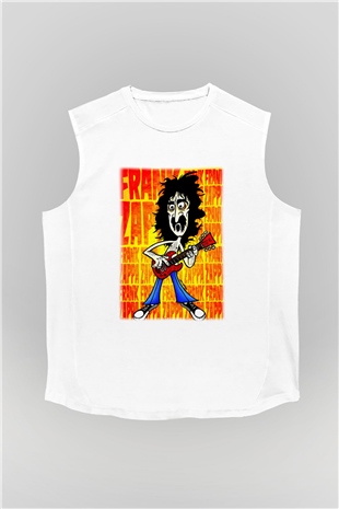 Gitarist Beyaz Unisex Kolsuz Tişört
