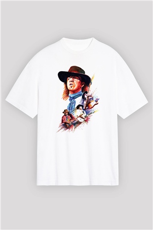 Gitarist Beyaz Unisex Oversize Tişört T-Shirt