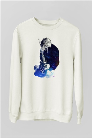 Gitarist Beyaz Unisex Sweatshirt
