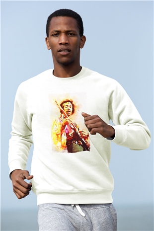 Gitarist Beyaz Unisex Sweatshirt