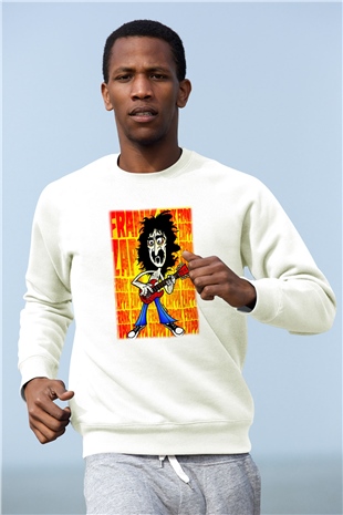 Gitarist Beyaz Unisex Sweatshirt