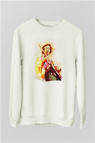 Gitarist Beyaz Unisex Sweatshirt