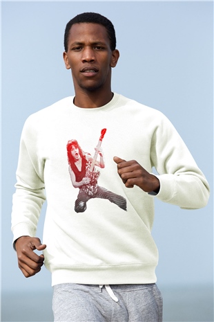 Gitarist Beyaz Unisex Sweatshirt