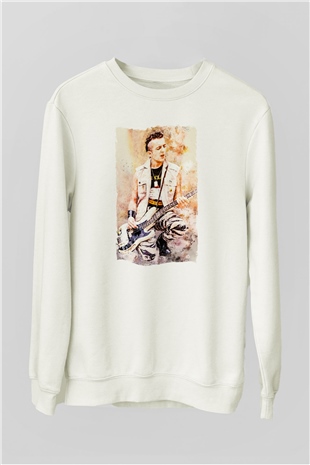 Gitarist Beyaz Unisex Sweatshirt