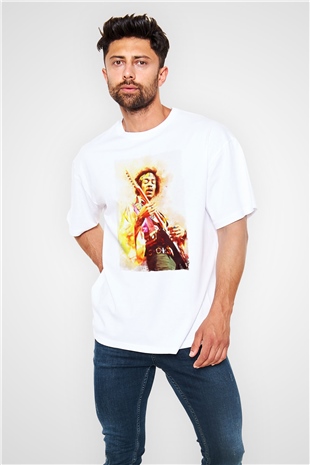 Gitarist Beyaz Oversize Tişört Oversize T-shirt - TişörtFabrikası