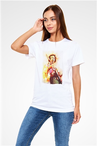 Gitarist Beyaz Unisex Tişört T-Shirt - TişörtFabrikası