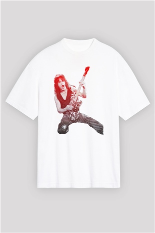 Gitarist Beyaz Oversize Tişört Oversize T-shirt - TişörtFabrikası