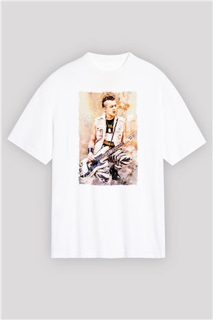 Gitarist Beyaz Oversize Tişört Oversize T-shirt - TişörtFabrikası