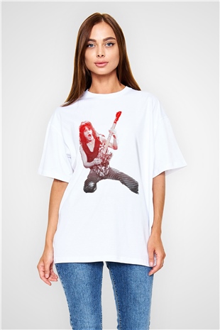 Gitarist Beyaz Oversize Tişört Oversize T-shirt - TişörtFabrikası