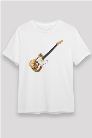 Gitarist Beyaz Unisex Tişört T-Shirt - TişörtFabrikası