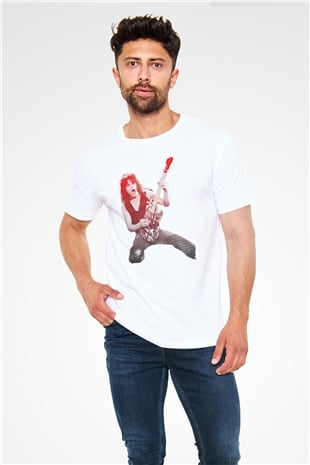 Gitarist Beyaz Unisex Tişört T-Shirt - TişörtFabrikası