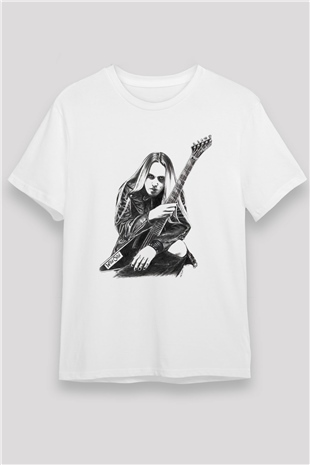 Gitarist Beyaz Unisex Tişört T-Shirt - TişörtFabrikası