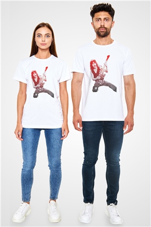 Gitarist Beyaz Unisex Tişört T-Shirt - TişörtFabrikası
