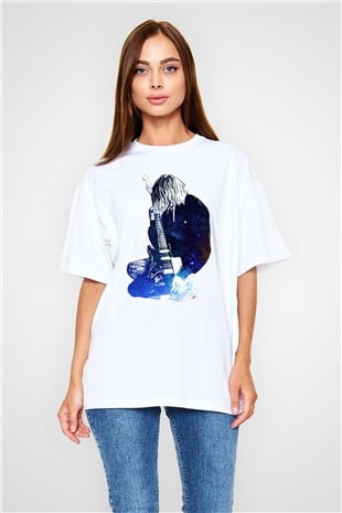 Gitarist Beyaz Oversize Tişört Oversize T-shirt - TişörtFabrikası