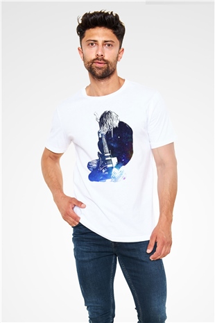 Gitarist Beyaz Unisex Tişört T-Shirt - TişörtFabrikası