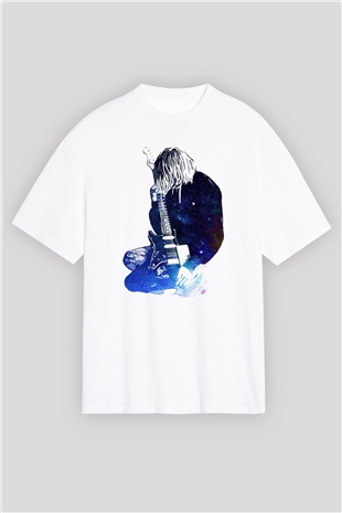 Gitarist Beyaz Oversize Tişört Oversize T-shirt - TişörtFabrikası