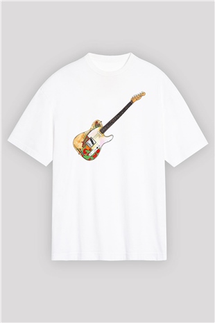 Gitarist Beyaz Oversize Tişört Oversize T-shirt - TişörtFabrikası