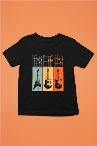 Gitarist Siyah Unisex Çocuk Tişört