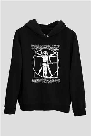 Gitarist Siyah Unisex Kapüşonlu Sweatshirt