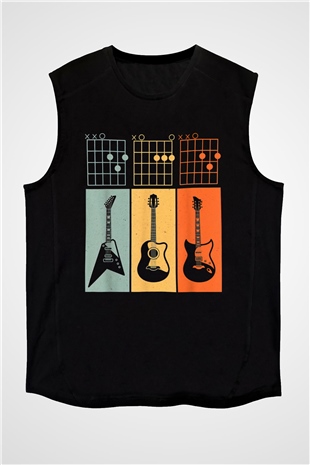 Gitarist Siyah Unisex Kolsuz Tişört
