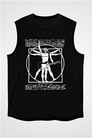 Gitarist Siyah Unisex Kolsuz Tişört