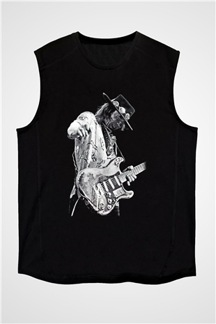 Gitarist Siyah Unisex Kolsuz Tişört