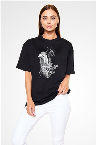 Gitarist Siyah Unisex Oversize Tişört T-Shirt