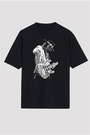Gitarist Siyah Unisex Oversize Tişört T-Shirt